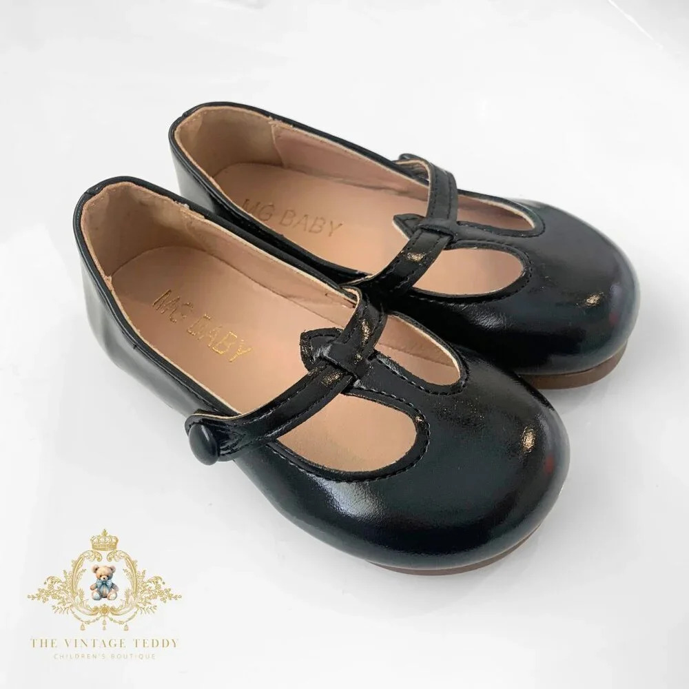 NWT Pretty Girls Mary Jane Flats Vintage Style Cute Children's Shoes Black 8.5 - Picture 7 of 7